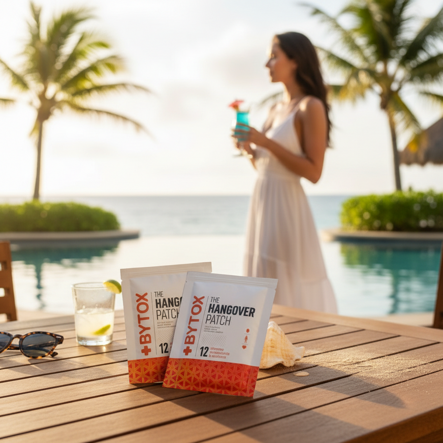 Two BYTOX hangover patches on a white background