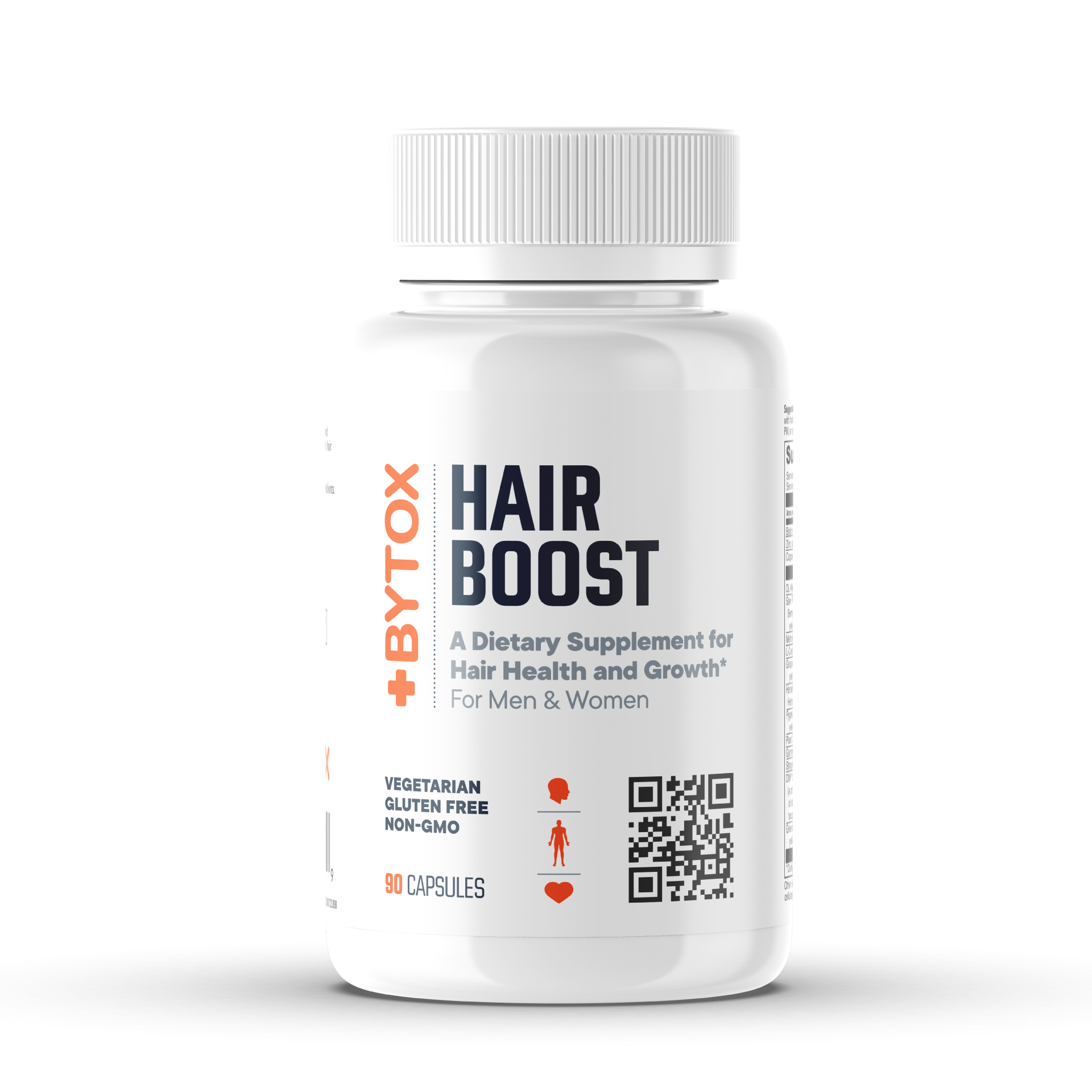 Hair supplement bottle labeled 'BYTOX Hair Boost' on a white background