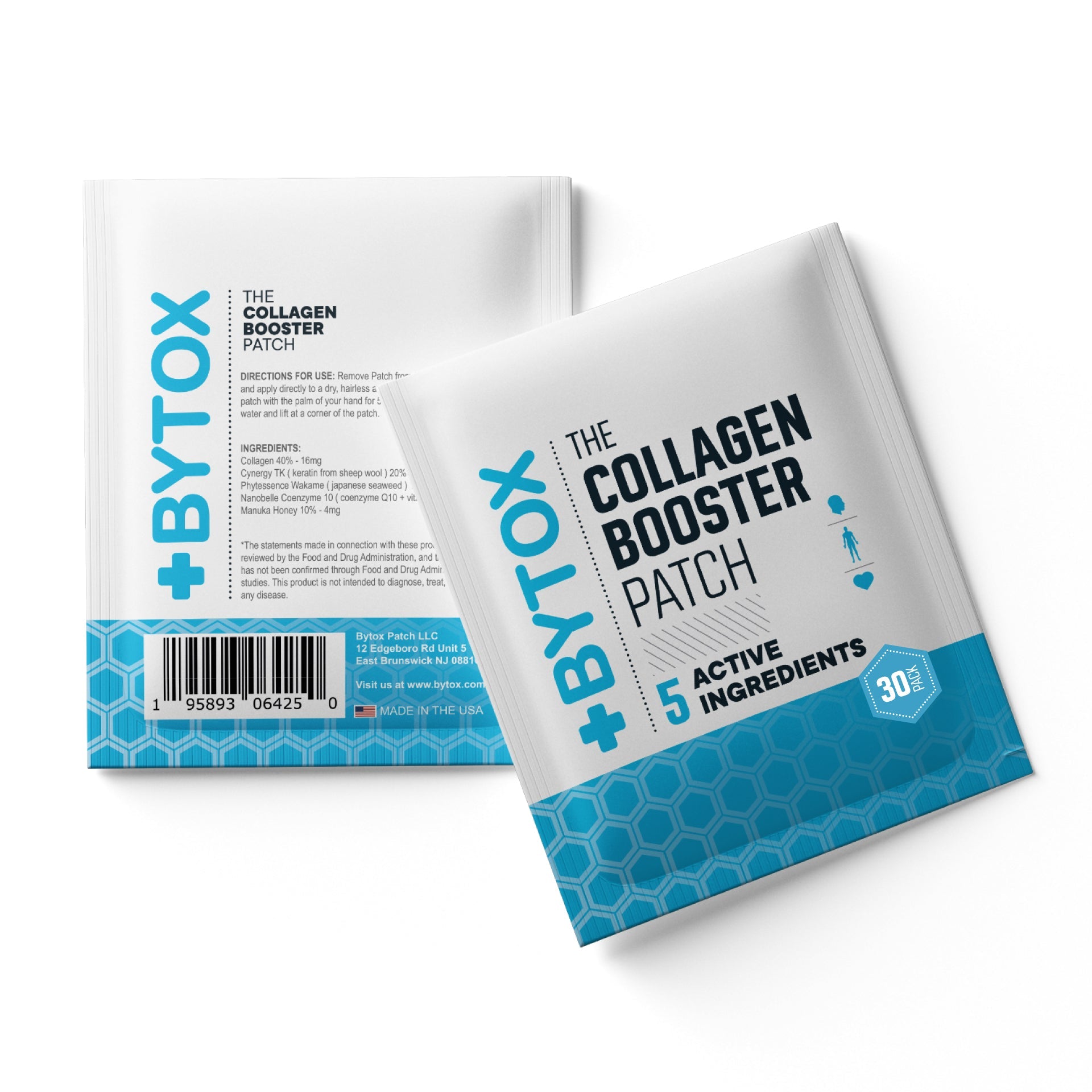 BYTOX Collagen Booster Patch front and back of package on a white background